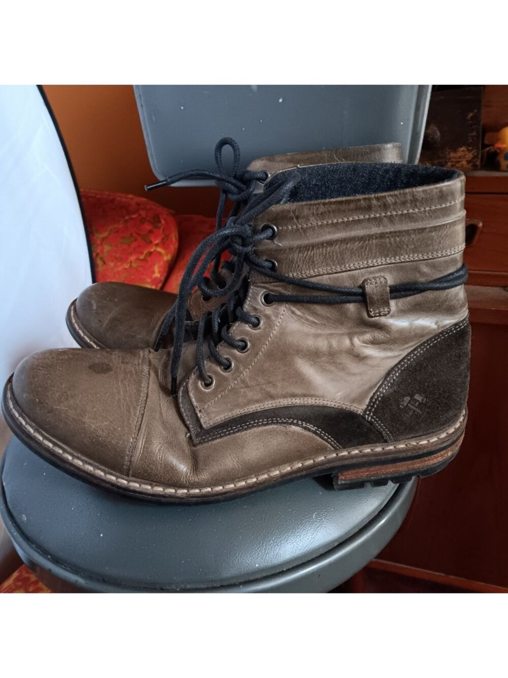 11 Haansel Lace-Up Brown/Black Leather Boots Outpost Makers Mens 11